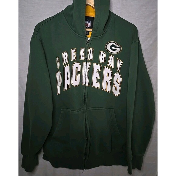 Green Bay Packers NFL Full Zip Hoodie Jacket, Sz XL, Green (No Drawstring) - Picture 1 of 9